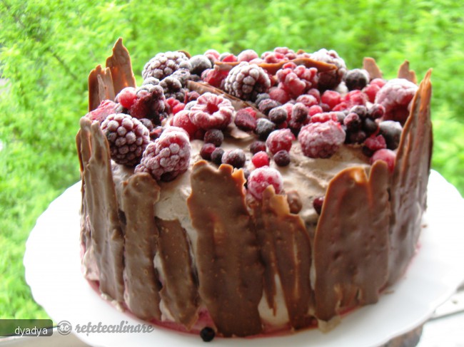 Tort cu Fructe de Padure si Crema de Ciocolata