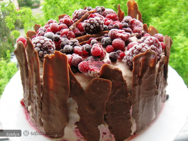 Tort cu Fructe de Padure si Crema de Ciocolata