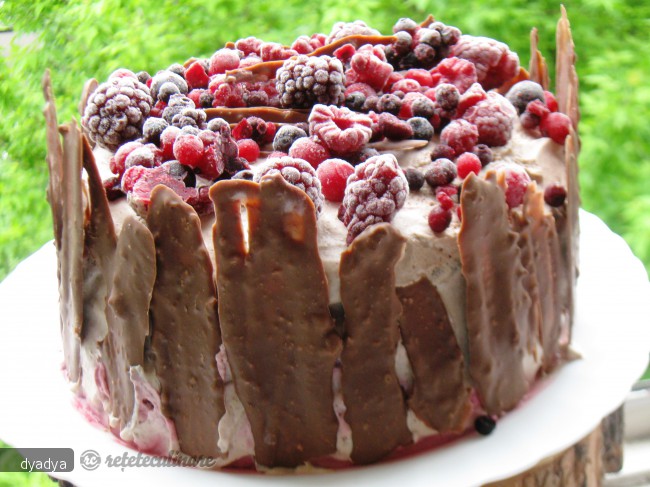 Tort cu Fructe de Padure si Crema de Ciocolata