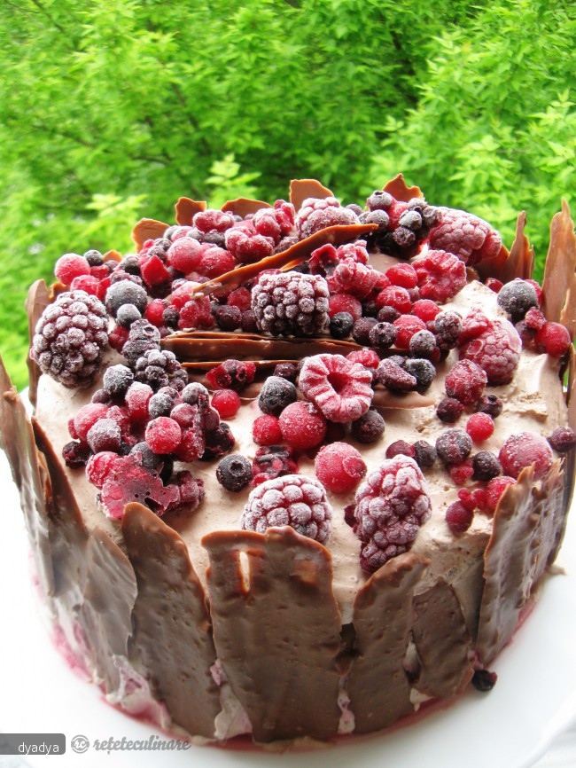 Tort cu Fructe de Padure si Crema de Ciocolata