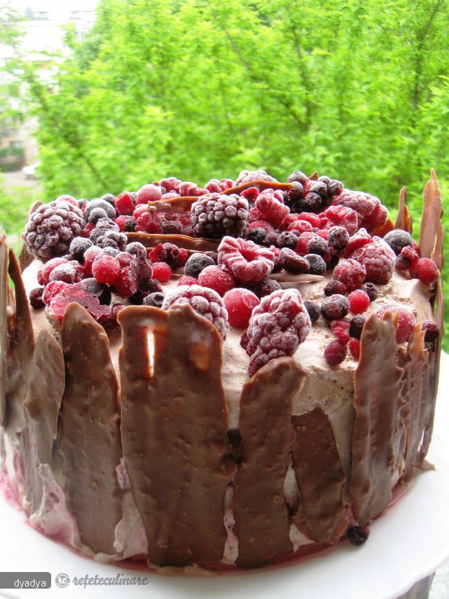 Tort cu Fructe de Padure si Crema de Ciocolata