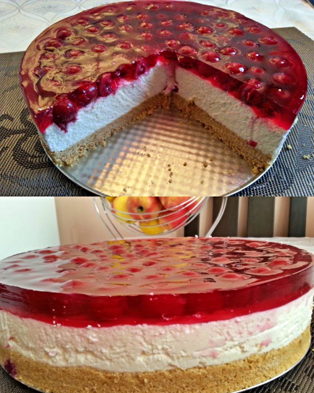 Cheesecake cu visine (fara coacere)