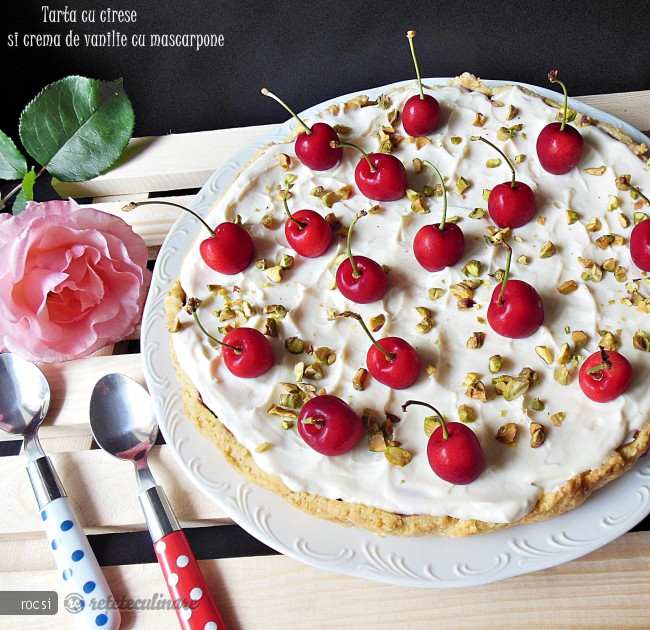 Tarta cu cirese si crema de vanilie cu mascarpone