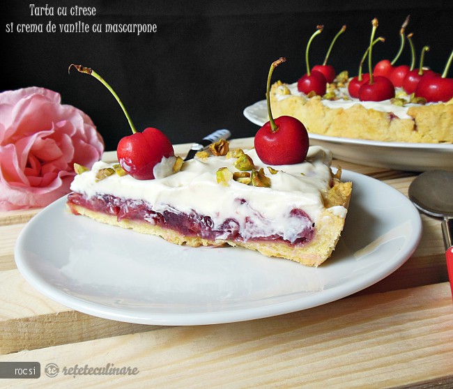Tarta cu cirese si crema de vanilie cu mascarpone