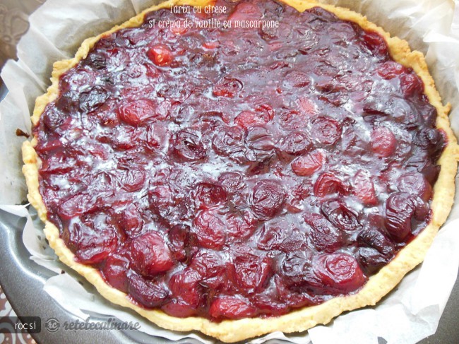 Tarta cu cirese si crema de vanilie cu mascarpone
