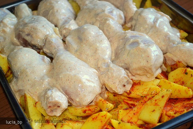 Ciocanele de Pui Marinate si Legume, la Cuptor