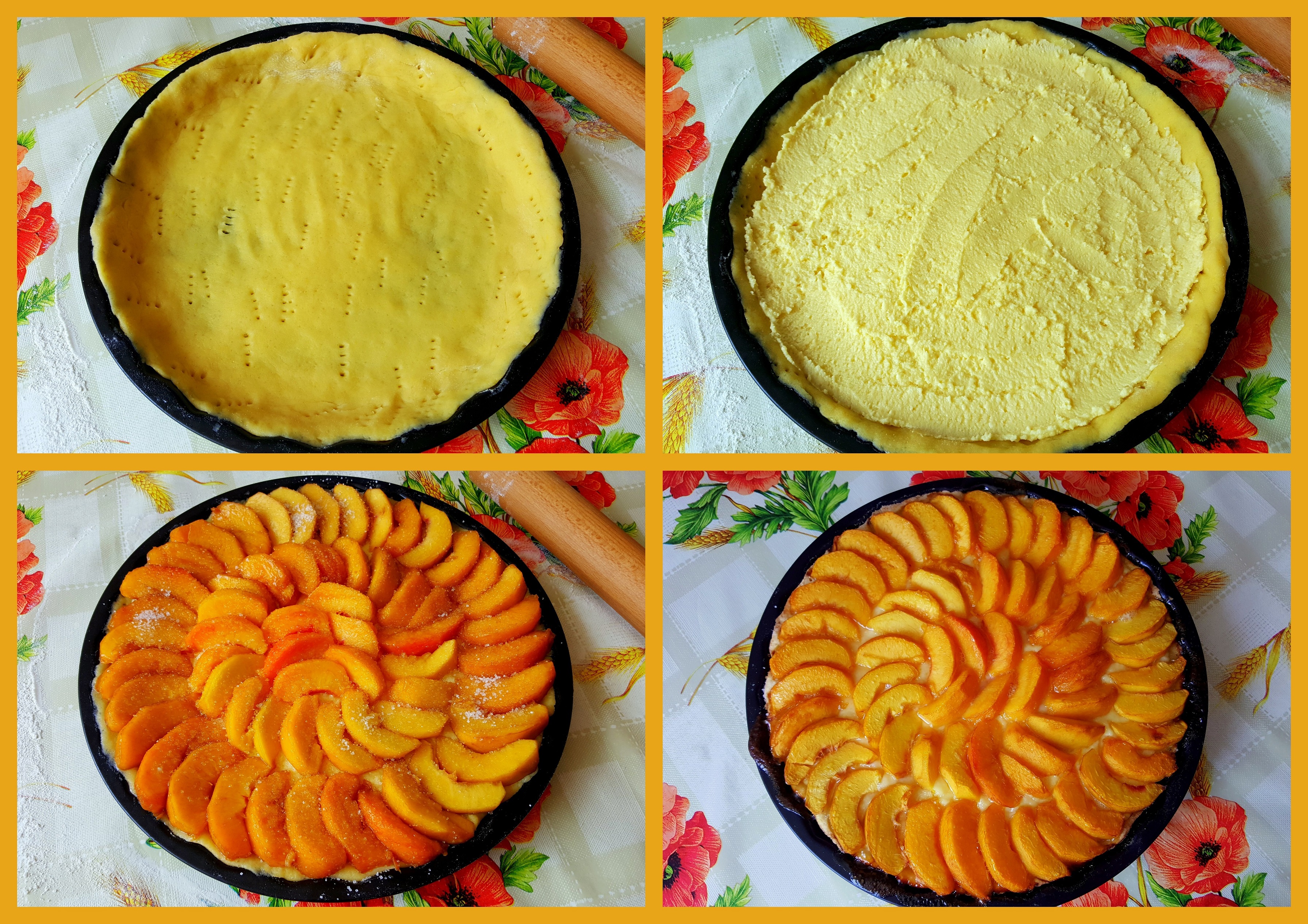 Tarta cu branza si piersici