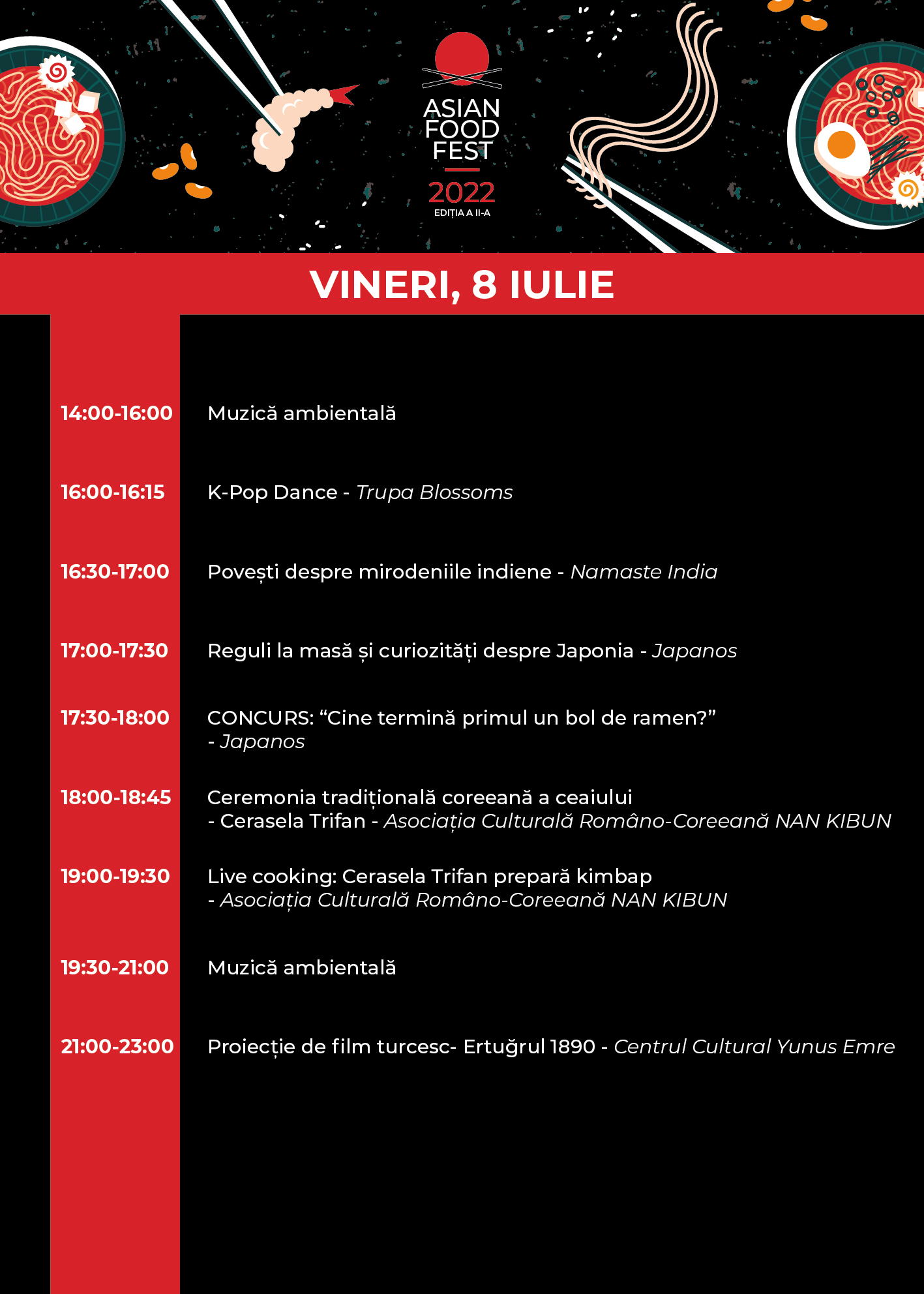 Mâncare asiatică și filme în aer liber, între 8 – 10 iulie la Asian Food Fest