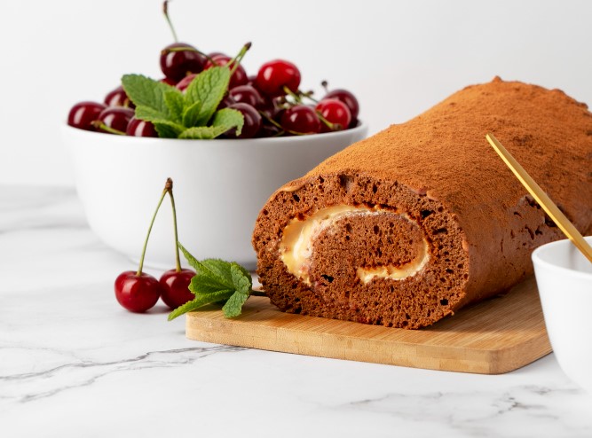 Rulada cu cacao si crema de vanilie - desert aerat, cu blat elastic