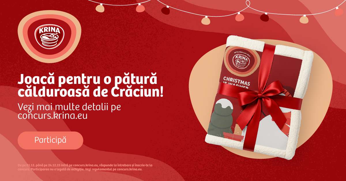 Încălzește-te cu o supă cremă de linte și câștigă alături de Krina - Deschide suprizele de Crăciun!