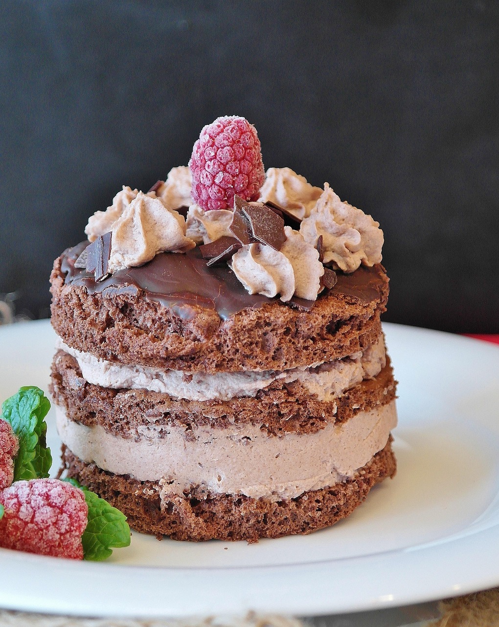 Mini tort de ciocolata cu crema si zmeura - un desert elegant si savuros