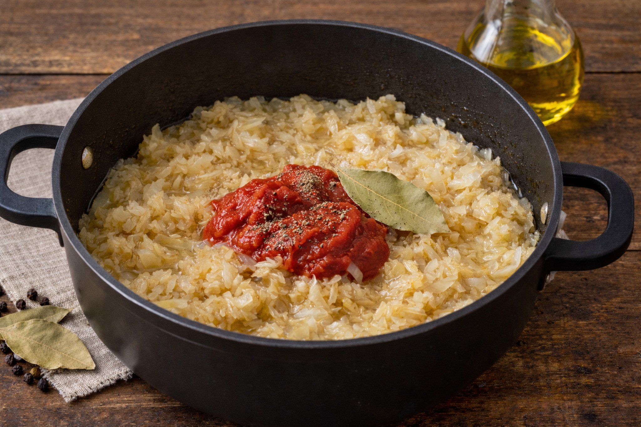 Varza calita din varza murata - preparata fara carne, cu ceapa si bulion