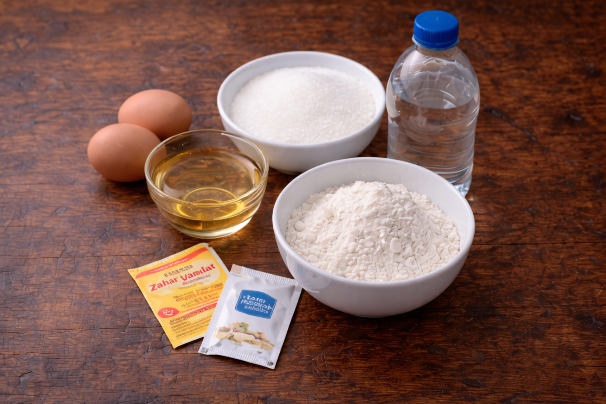 Chec din 2 oua cu apa minerala (reteta economica)