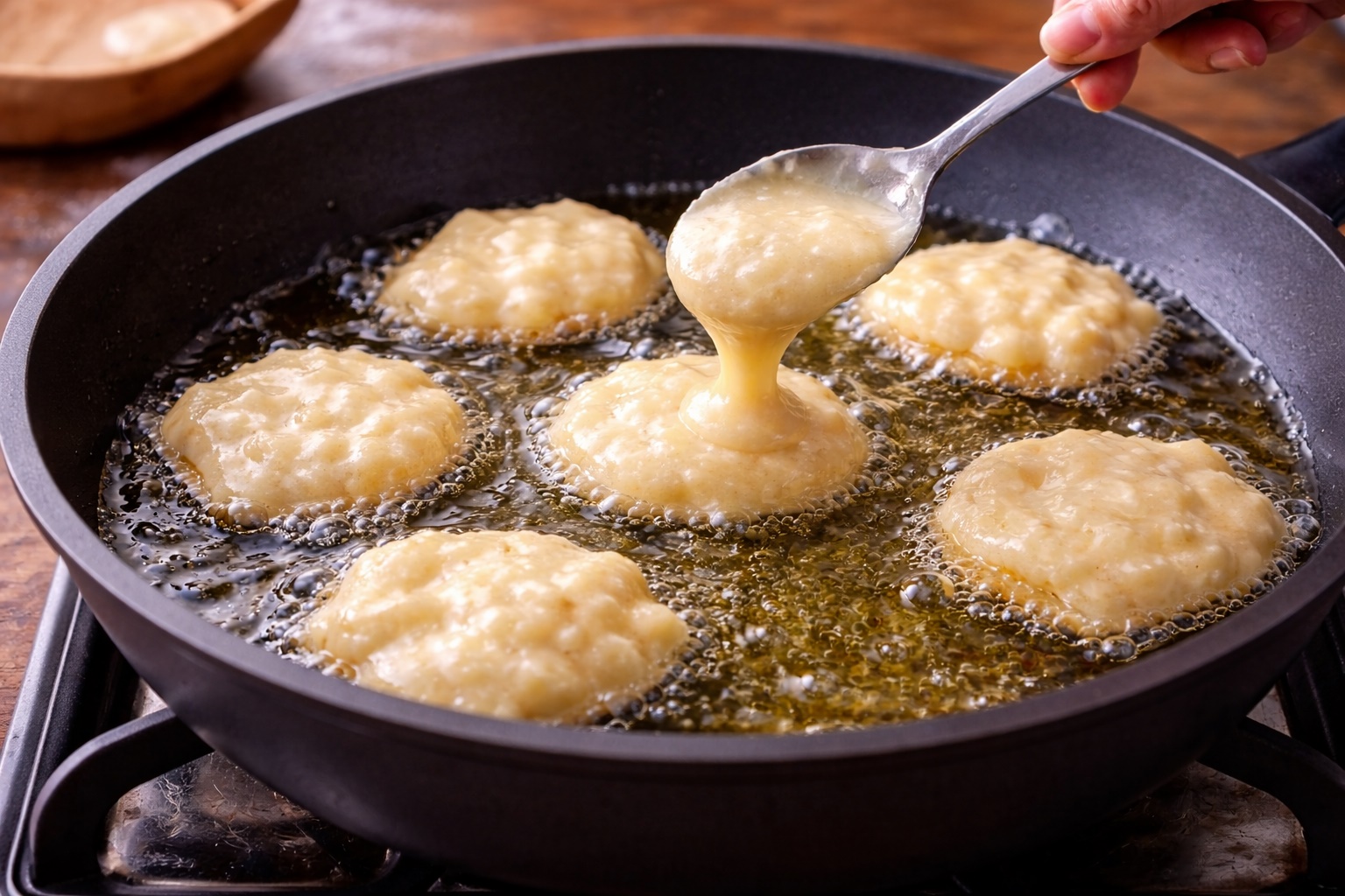 Gogosi facute cu lingura - pufoase la interior, rumene la exterior