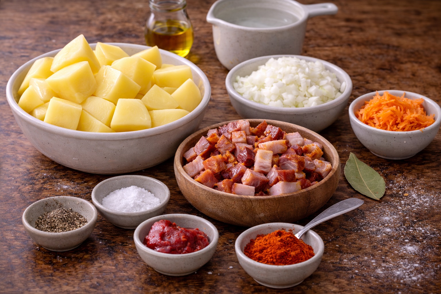 Mancare de cartofi cu afumatura - reteta simpla si satioasa