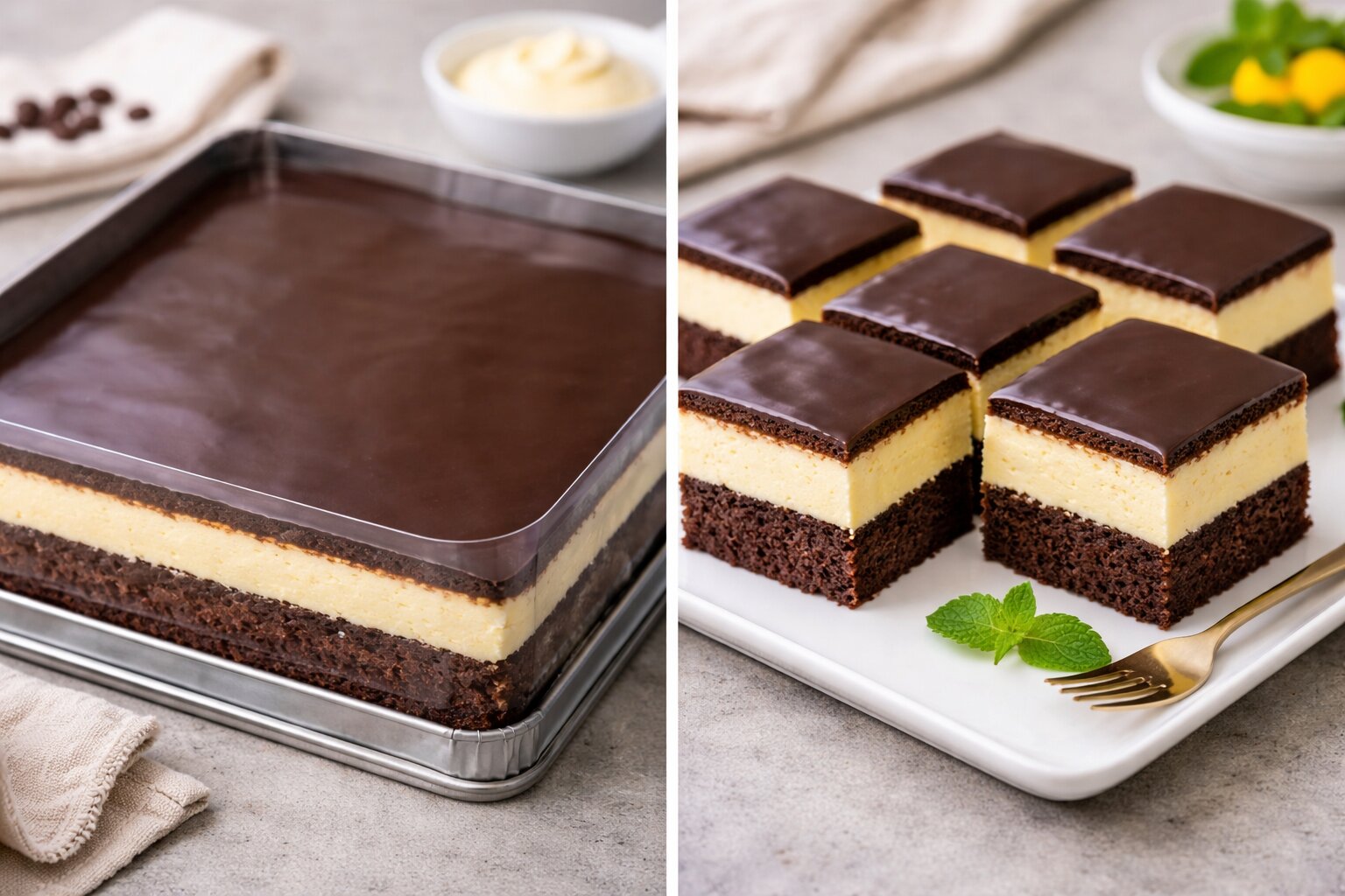 Prăjitură Duo – desert fin cu două straturi delicioase