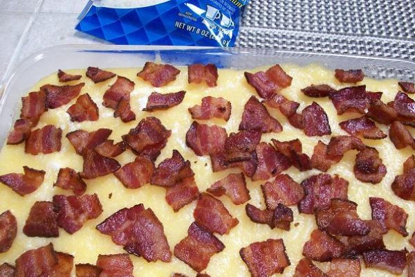 Mamaliga cu Bacon si Branza la Cuptor