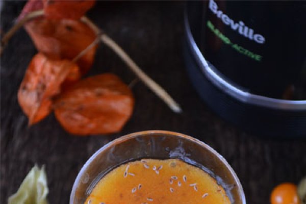 Smoothie cu kaki, physalis si seminte de psyllium