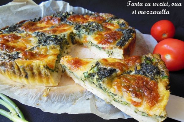 Tarta cu urzici, oua si mozzarella