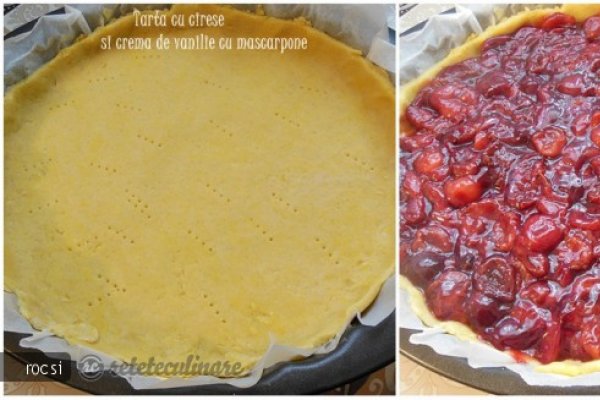 Tarta cu cirese si crema de vanilie cu mascarpone