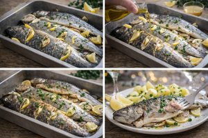 Pastrav la tava cu usturoi si lamaie - rețetă simplă și gustoasă