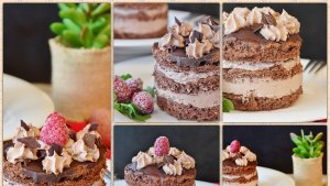 Mini tort de ciocolata cu crema si zmeura - un desert elegant si savuros