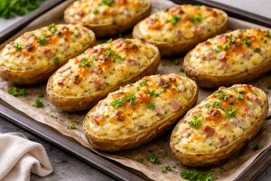 Cartofi umpluti la cuptor – aperitiv gustos si usor de facut