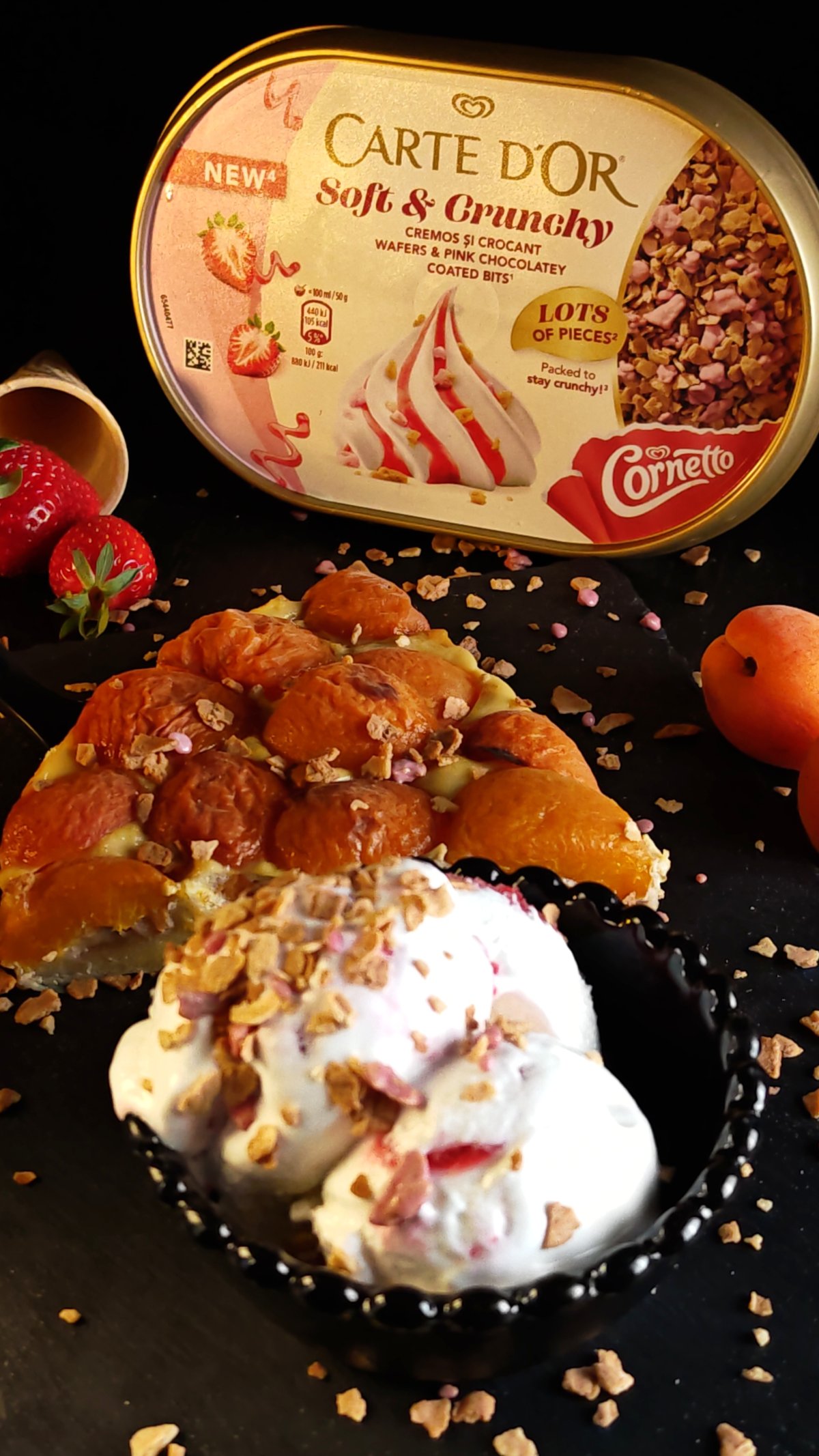 Tartă cu caise și înghețată - Deliciu aromat și răcoritor
